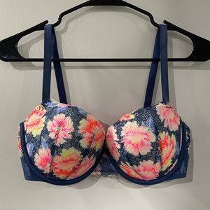 PINK bra. Neon floral. 34DD